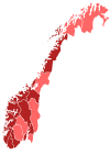 Norvège      50 000+ cas      5 000+ cas     500+ cas     50+ cas     5+ cas     1+ cas