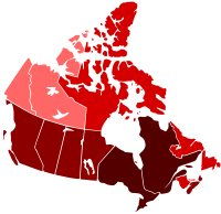 H1N1 Canada Map by confirmed cases.svg