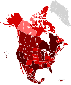 Amérique du Nord      Morts     Cas confirmés